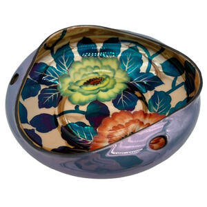 Sakura Ware Japanese Bowl Vintage 9" Hand Painted Bold Vibrant Colors Luster